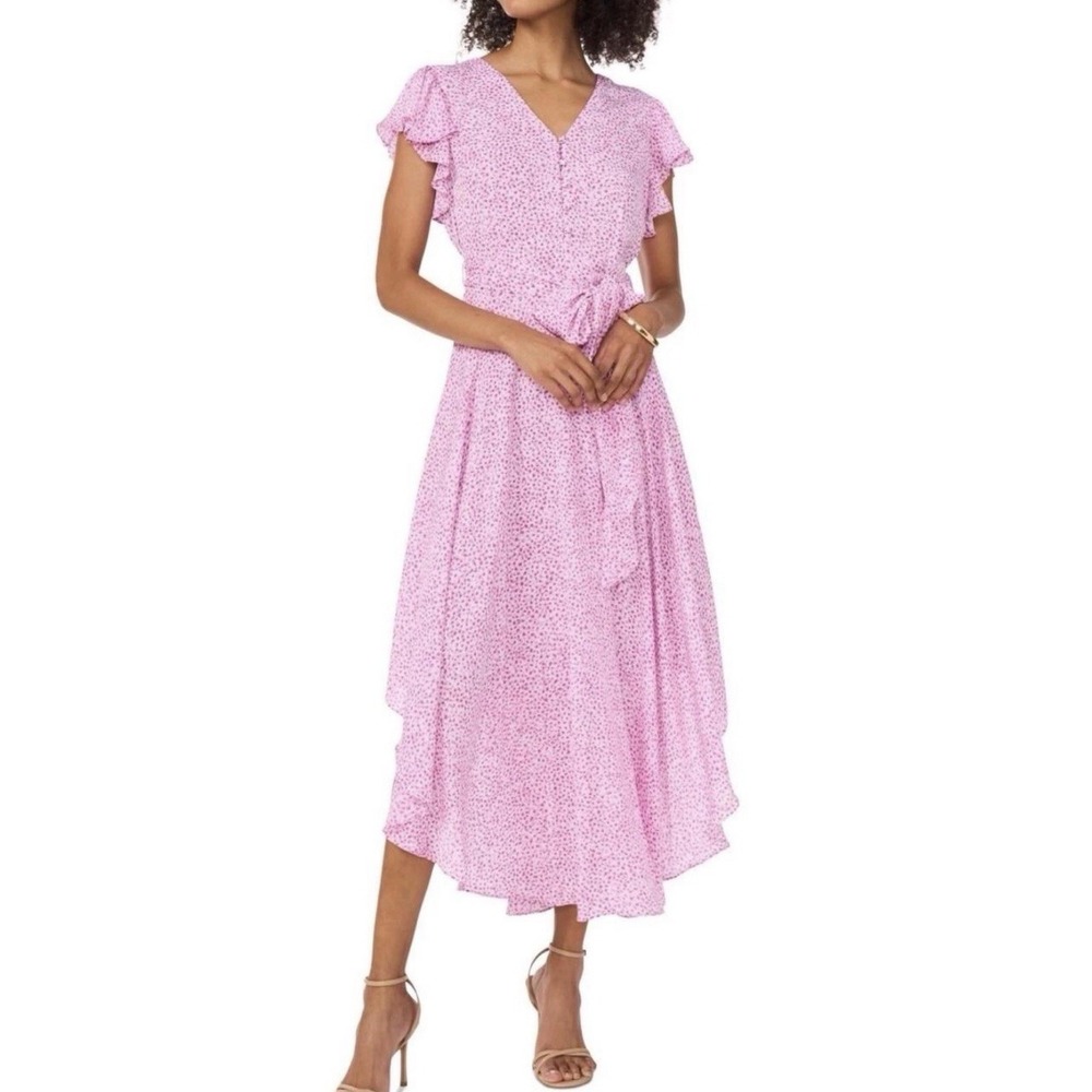 NWT Vince Camuto XL Pink Floral Flutter Sleeve Handkerchief Maxi Dress‎ Boho